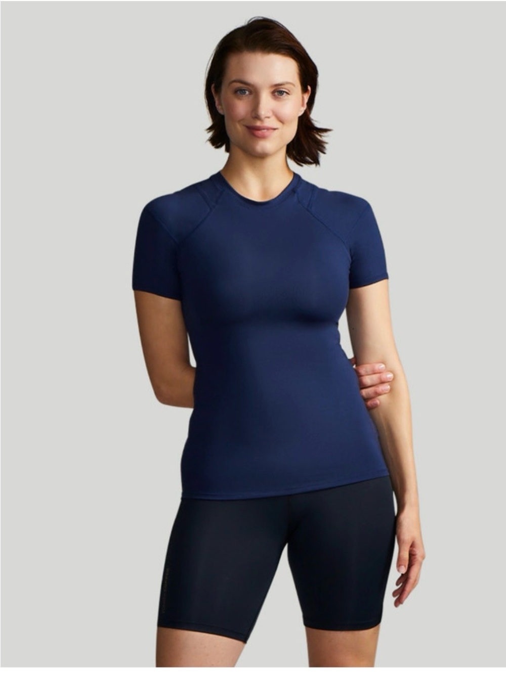 Tommie Copper Women’s Shoulder Support Shirt Short Sleeve Dark Navy Size Large